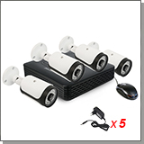 Проводной комплект видеонаблюдения для улицы - 4 FullHD камеры 