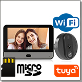 Дверной видеоглазок с монитором Tuya Wi-Fi HDcom DW1-Tuya с записью на SD карту и датчиком движения